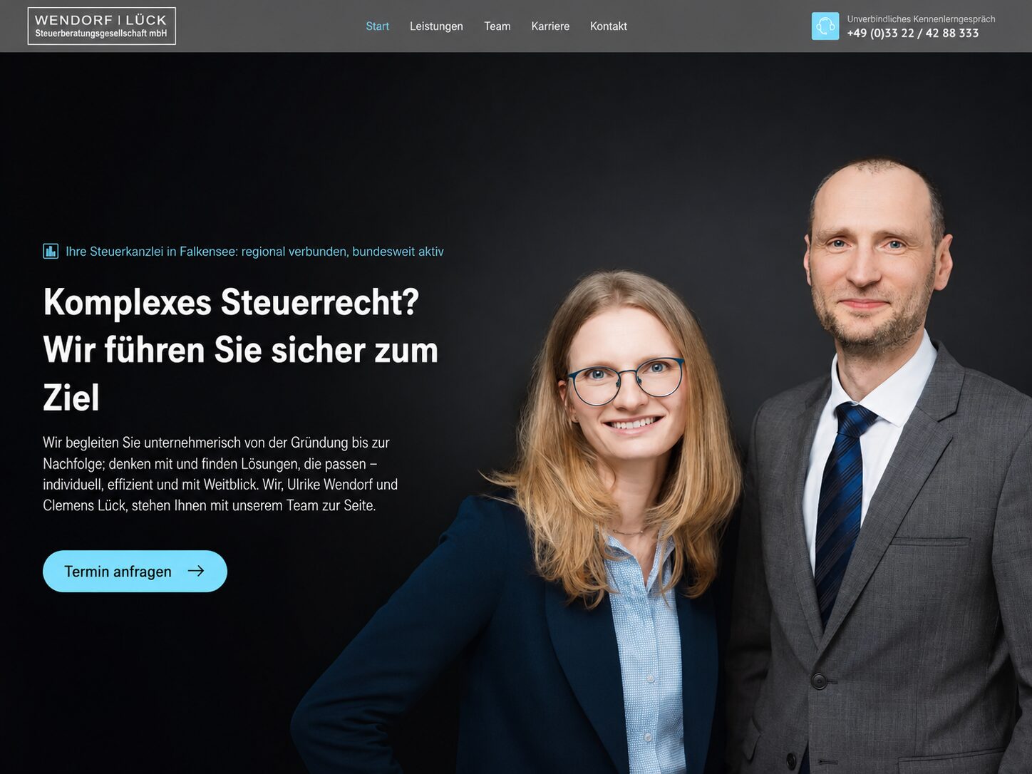 Website-Referenz Wendorf und Lück Steuerberatung